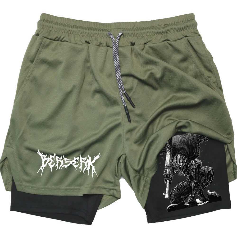 Mens printed shorts fake two-piece double-layer fast drying gym casual exercise jogging shorts M-3XL W250219