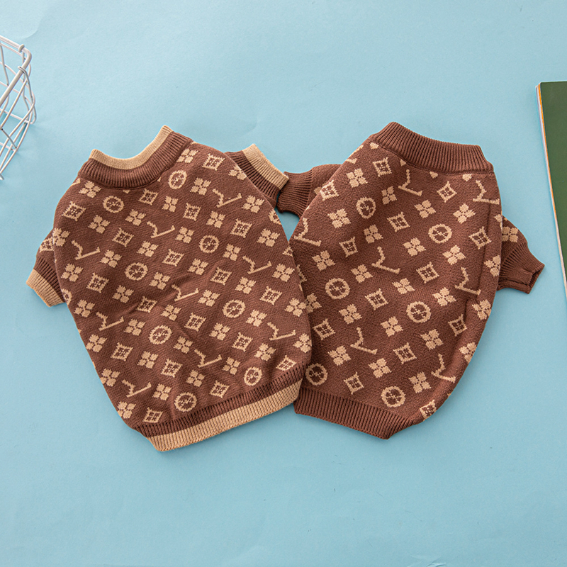 Warm Dog Sweater Luxury Dog Apparel with Classic Jacquard Letter Pattern Designer Pet Clothes for Small Medium Dogs Cat Sweaters Lightweight Pets Clothing Coat S 358