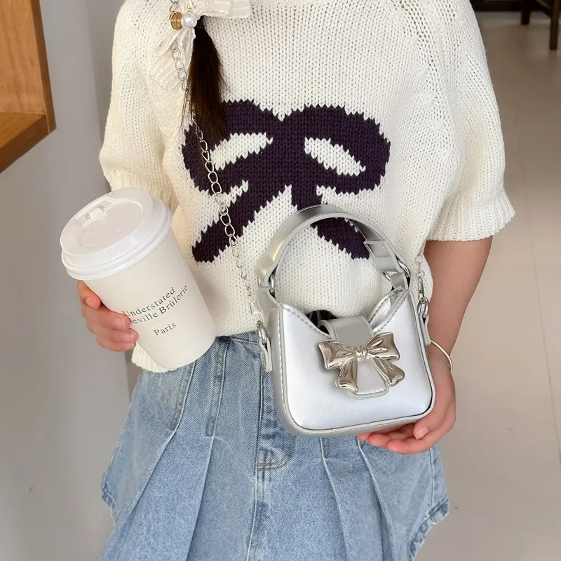 Korean Style Girl Princess Bag Cute Sweet Bow Chain Crossbody Bags for Girls Bowknot Hand Bags Toddler Purses and Handbags Gift 250219
