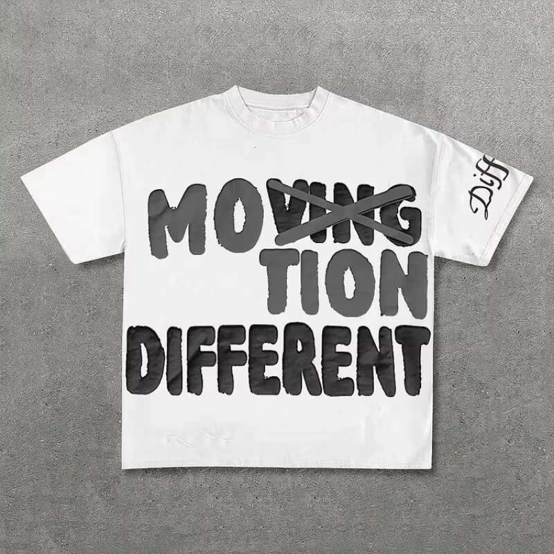Vintage Motion Different Graphic 100% Cotton Sleeve T-Shirt Men Y2K Short Sleeves Oversize Tshirt Streetwear Women Tops