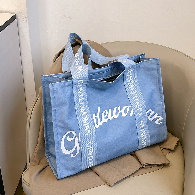 Thai niche Gentle Woman canvas women's 2025 letter printed tote bag, large capacity shoulder bag #swissmilitary