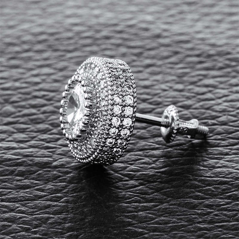 Luster Jewelry Dazzling Fashion Moissanite Diamond Hip Hop Style Round Cut S925 Earrings for Men