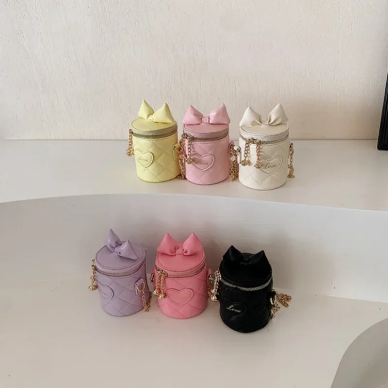 Girl bag wallet and handbag crossbody bag bow PU round shoulder bag fashion mini girl bag childrens bag 250219