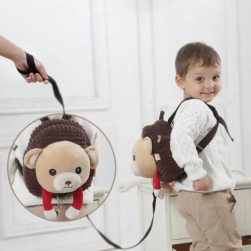 Cartoon Anti-walking Lost Shoulder Backpack Baby Girls Boys Plush Small Bags With Traction Rope Anti-lost Toddler Schoolbag 250219