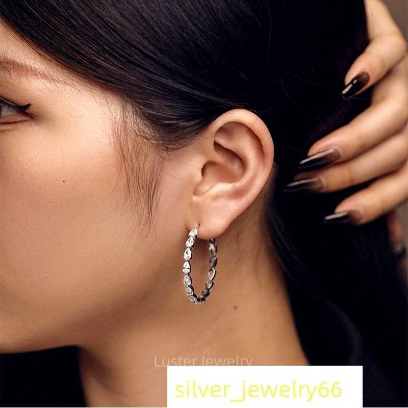 Luster Jewellery GRA Def Pear Cut 10/14/18k/925 Sterling Silver Gold Huggie Moissanite Earrings for Women