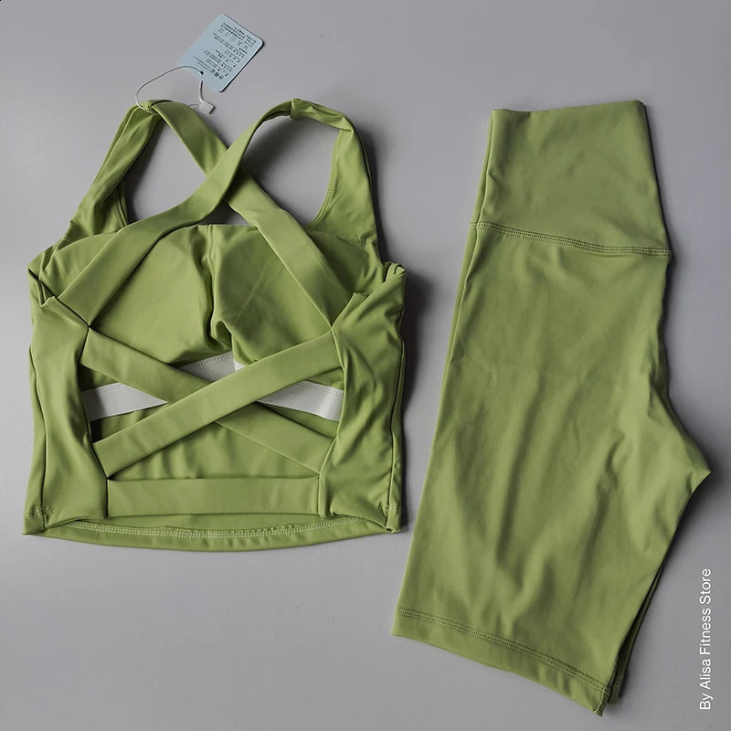2PCS womens yoga set exercise bra set sportswear fitness suit long sleeved crop high waisted shorts sportswear 250219