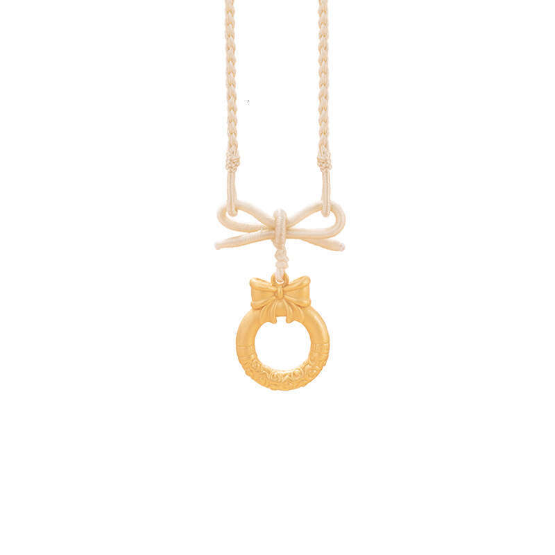 Princess on the run, 999 sier women's sweet and cute style, hand woven necklace, ins, light bow pendant