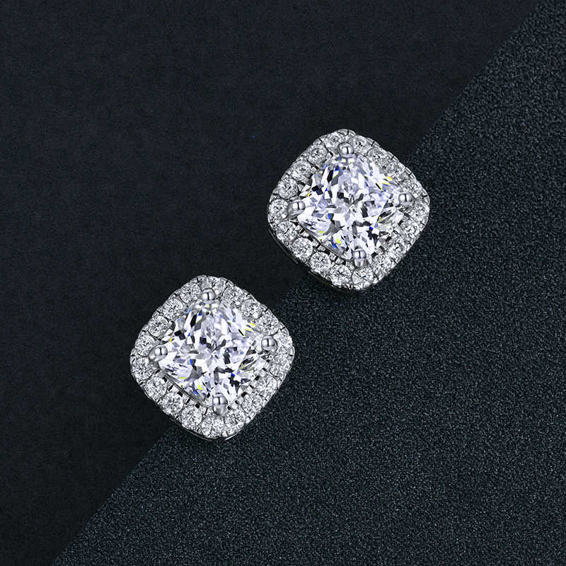 Luster 3ct Cushion Cut D White Fashion Moissanite 925 Sterling Silver Gemstone Earrings Jewelry for Women