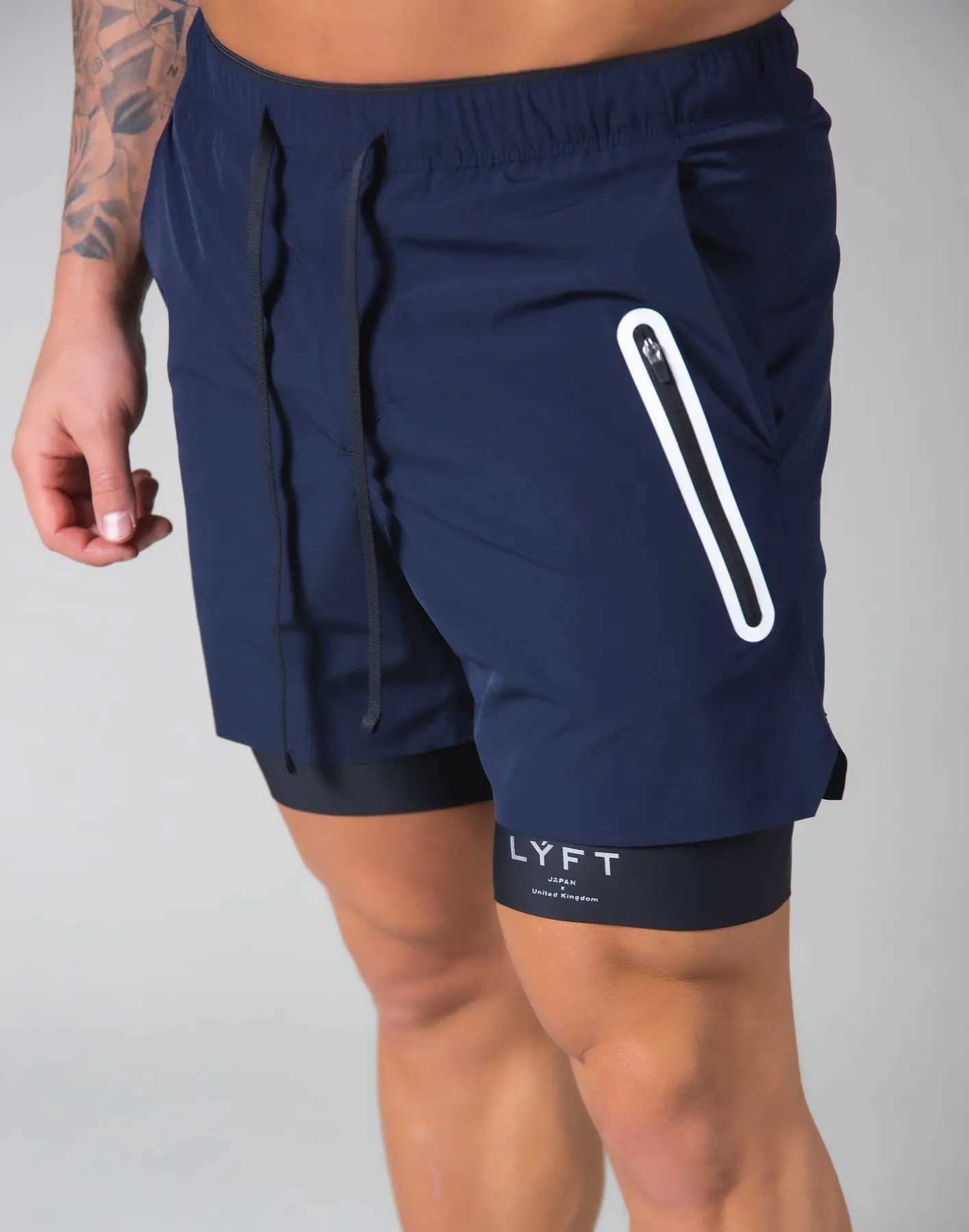 Men's Shorts Zipper Pocket Shorts Men 2 in 1 Sports Shorts Running Jogging Short Pants Fitness Training Quick Dry Mens Gym Summer Men Shorts z250