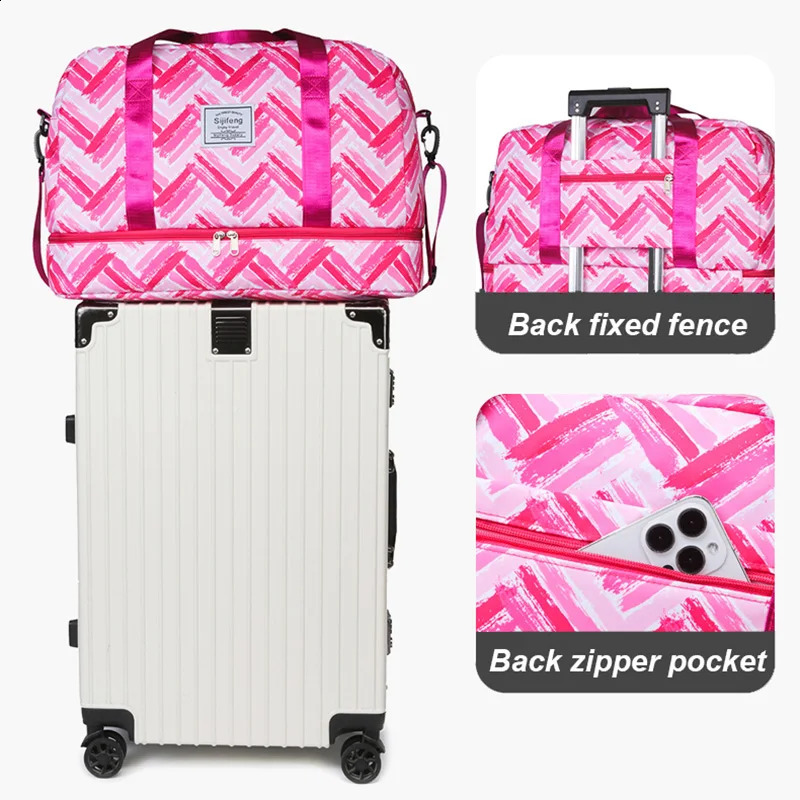 Fashion Ripple Large Capacity Travel Duffle Bag Sports Gym Bag Independent Shoe Compartment Weekend Overnight Luggage Bag 250214