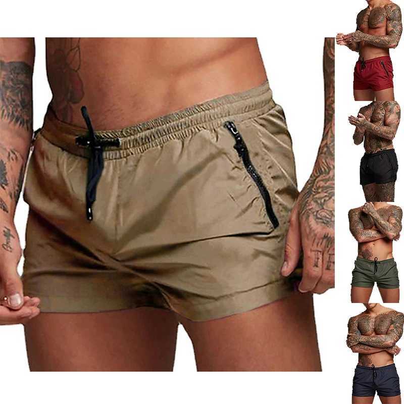 Mens Shorts Outdoor Running Pocket Drawstring Design Elastic Waist Solid Color Comfortable Breathable Cotton Blend Shorts W250219