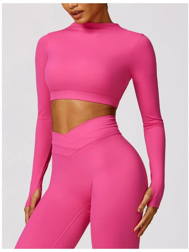 Brushed Tight-Fitting Long-Sleeved Beautiful Back Yoga Wear Womens T-Shirt Running Fitness Long-Sleeved Top 250219
