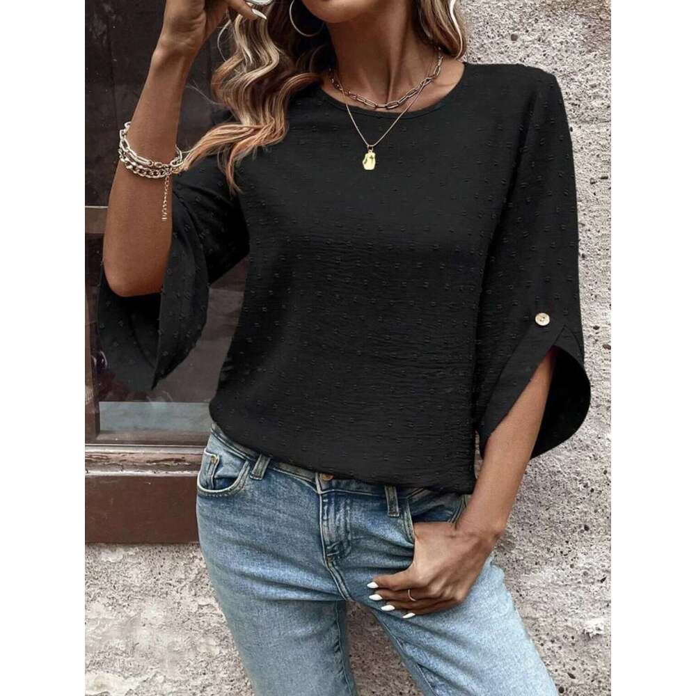 Seven Striped Cotton Ball Women's Spring And Autumn Blouses New Korean Style Seven Sleeve Small Shirt