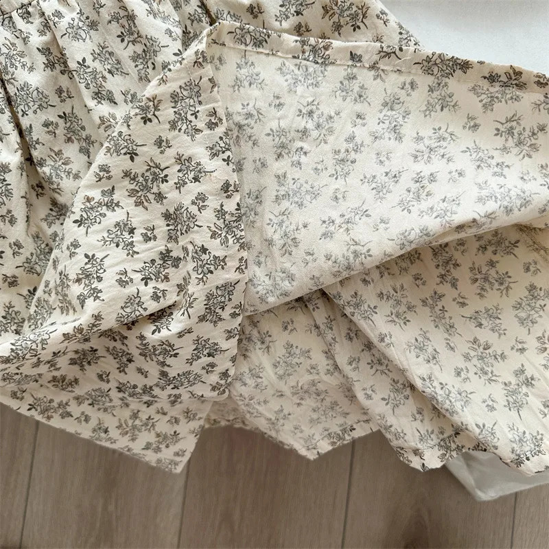 young deer Spring Korean Style Baby Girls Floral Printed Dress Embroidery Lace Toddlers Kids Cotton Princess Dresses 250219