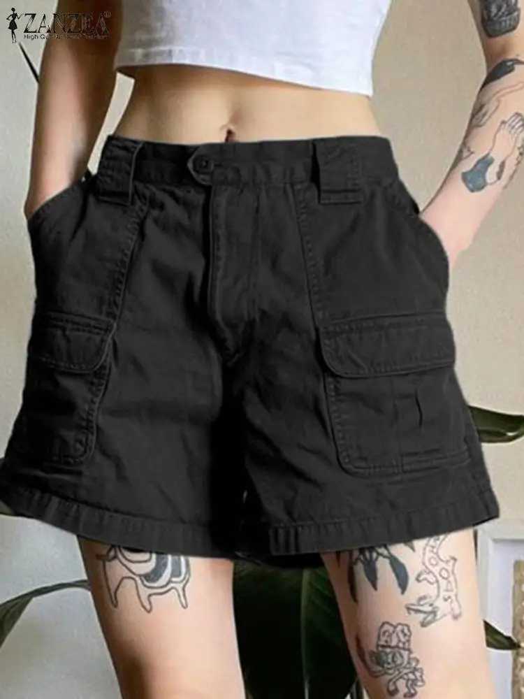 Men's Shorts ZANZEA Vintage OL Shorts Summer Women High Waist Cargo Pants Solid Beach Pantn Fashion Palazzo Streetwear Casual Shorts 2024 z250219