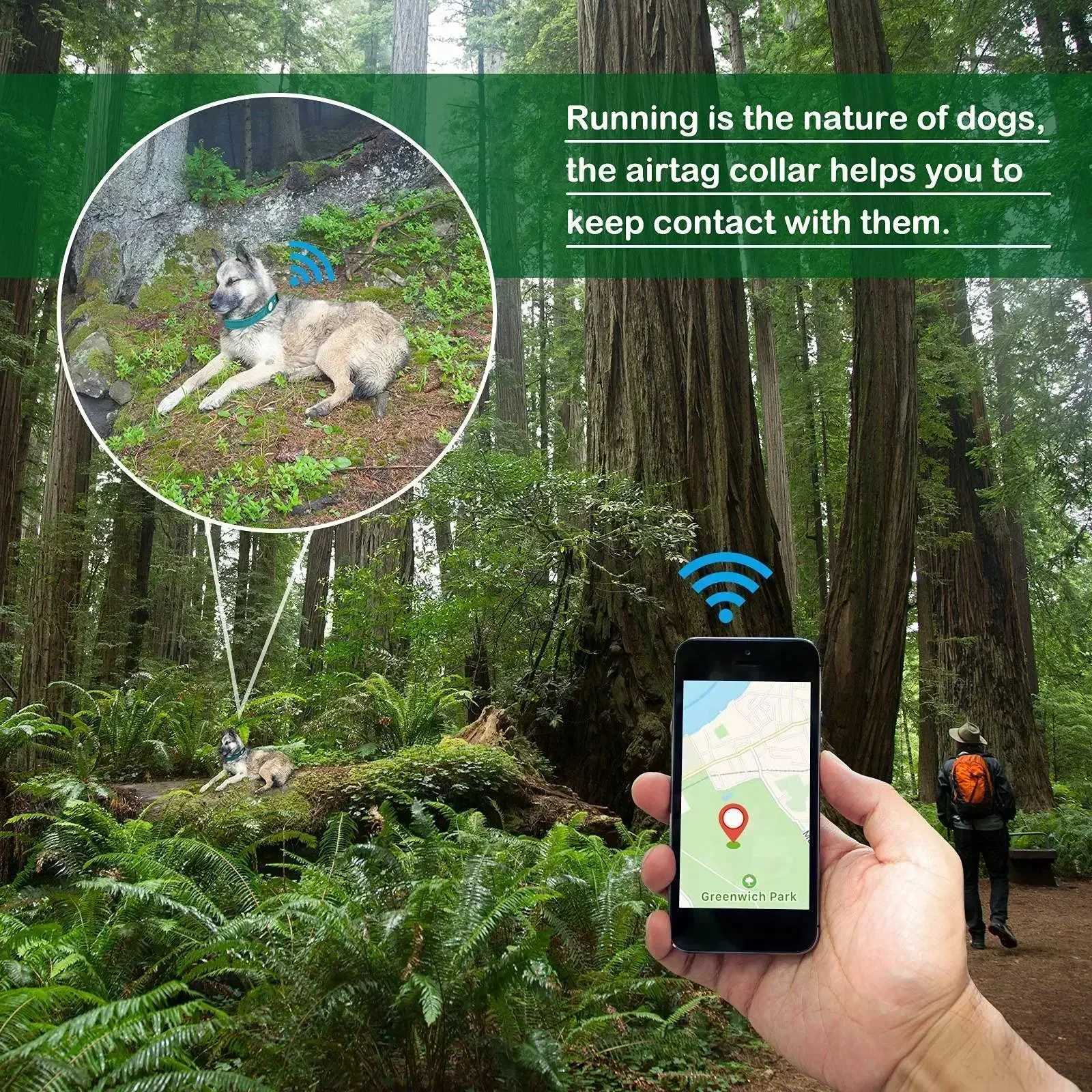 Anti-Lost Dog Collar Waterproof Airtag Protective Case Reflective Pet Necklace for French Bulldog Pitbull Large Dog Accesories 250205