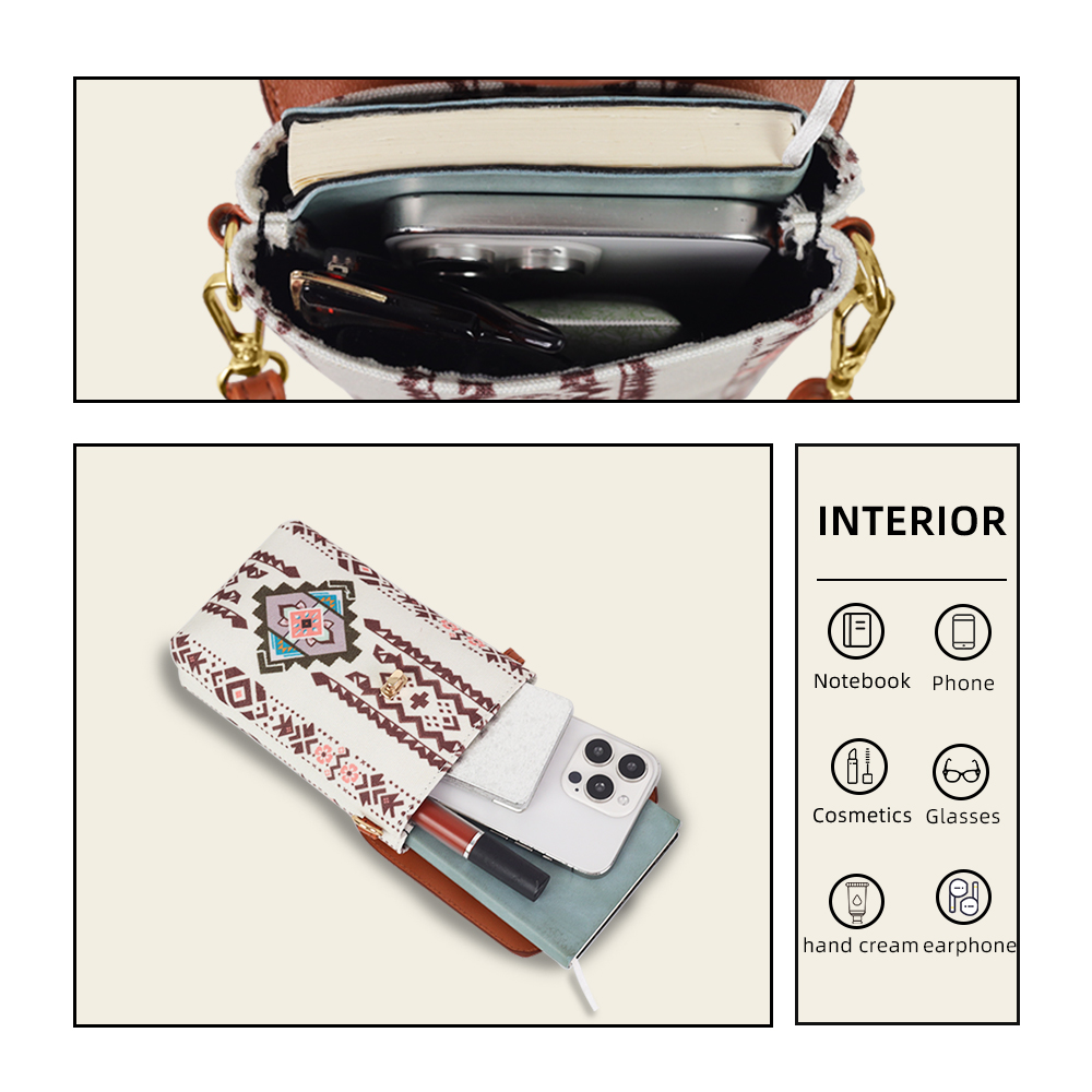 Fashionable Retro Bohemian Style Crossbody Bag, Lightweight & Portable Women Phone Pouch, Suitable As Gift