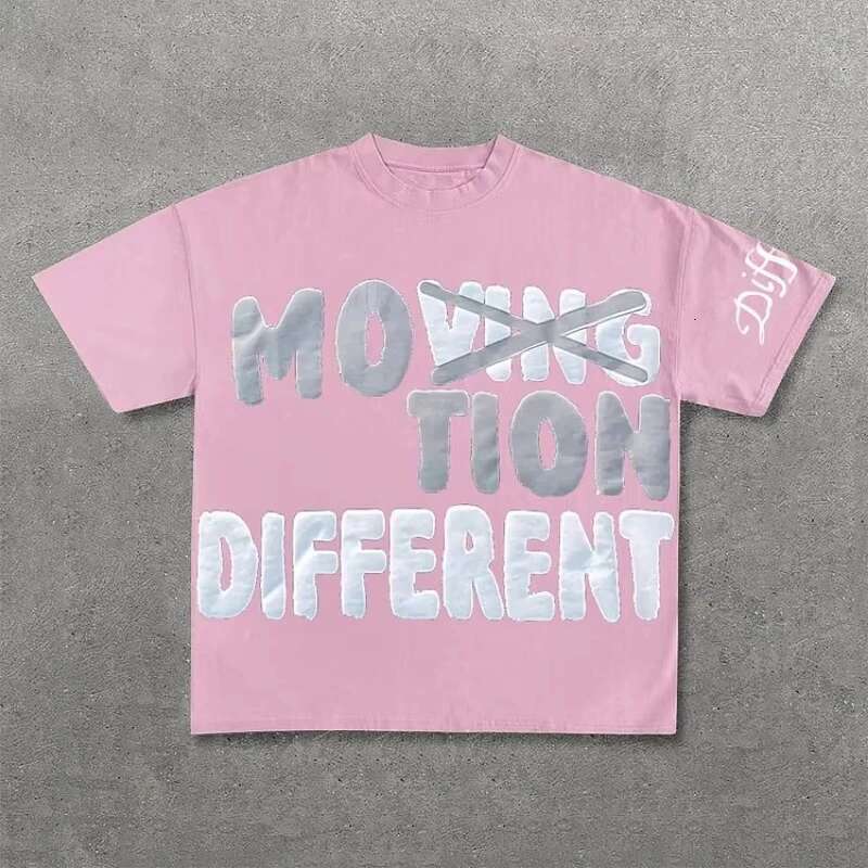 Vintage Motion Different Graphic 100% Cotton Sleeve T-Shirt Men Y2K Short Sleeves Oversize Tshirt Streetwear Women Tops