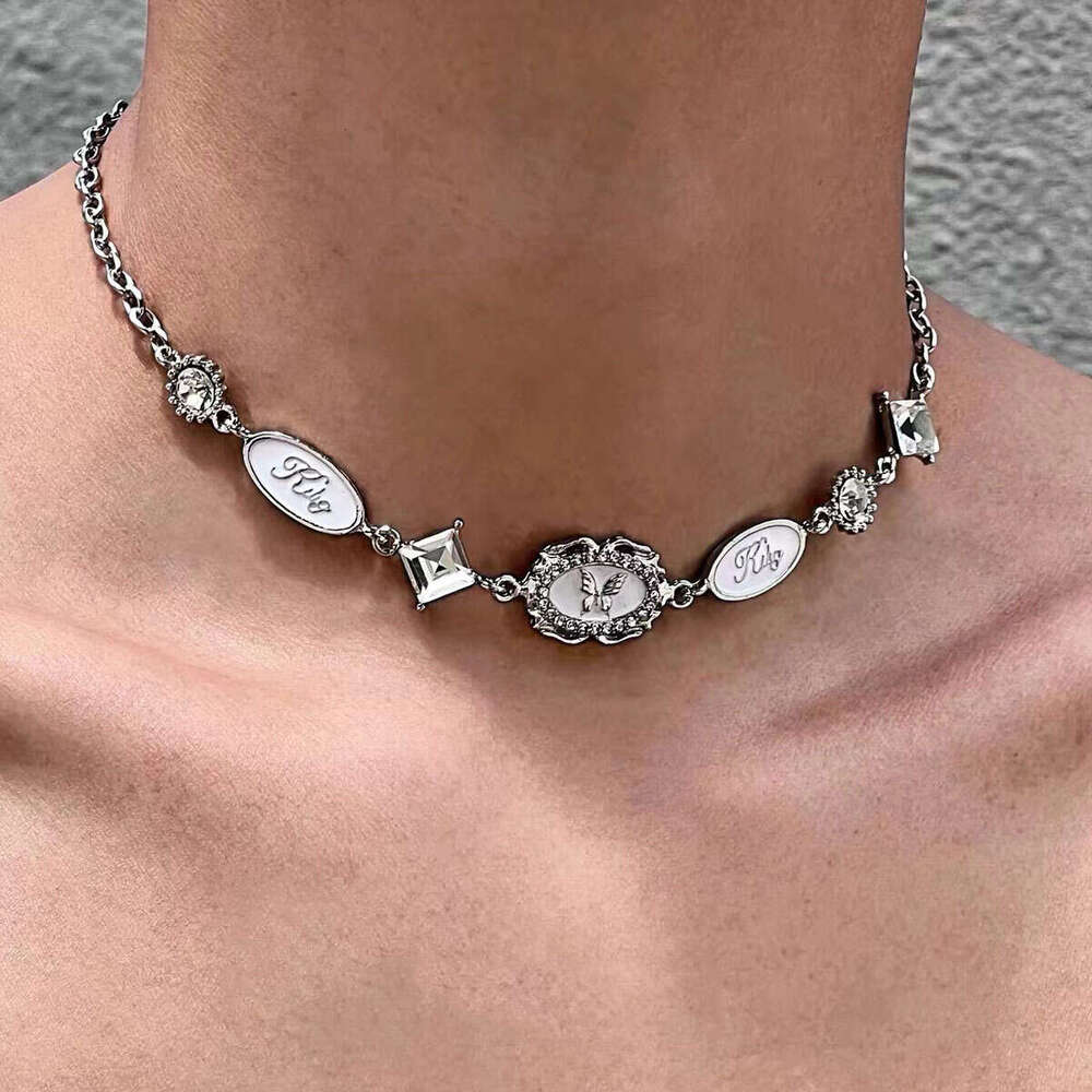 Y2K white dia punk choker necklace spicy girl sweet cool subculture Baroque niche high-end design trend