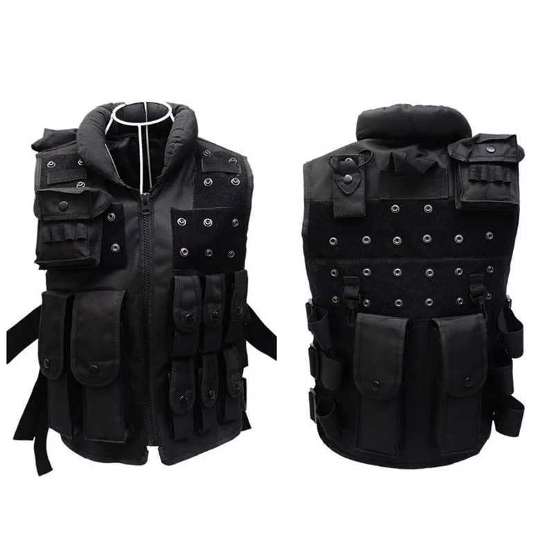 POLICE Law Enforcement Vest Tactical Vest SWAT Combat Waistcoat Hunting CS Protective Equipment Black Uniform for Kids /AldultXJ250219
