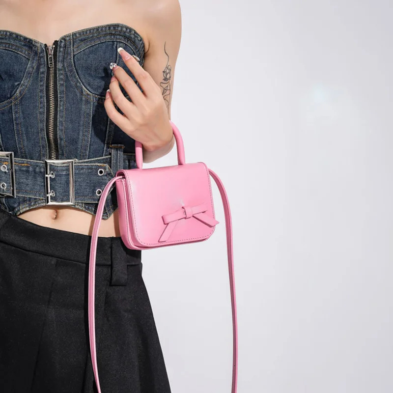 Children Purse PU Leather Shoulder Bags Fashion Bow Decor Mini Square Crossbody Bag Sweet Girl women Small Wallet 250219