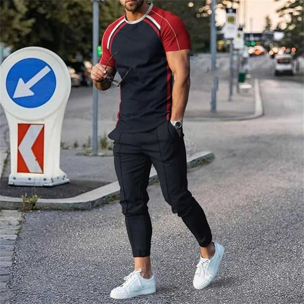 Summer Fashion Casual 3D Print Men Sportswear Set Short-Sleeved T Shirt Pants 2-Piece Set Oversized Pullover Men ClothingXJ250218