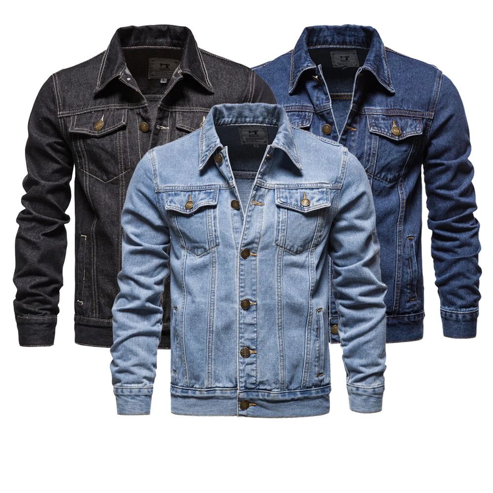 Spring Autumn Cotton Jeans Jacket Man Fashion Denim Jackets Coat Male Turn Down Collar Casual Bomber Men Clothing Outwear 250214