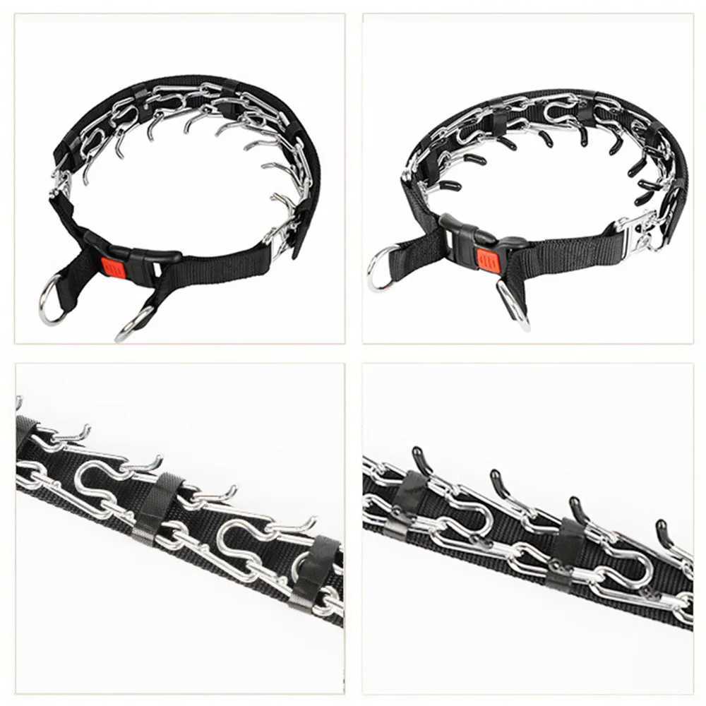 No Pull Nylon Cover Dog Prong Collar Dog Training Pinch Collar with Comfort Tip and Quick Release Buckle for All Sizes Dogs Pets W250219