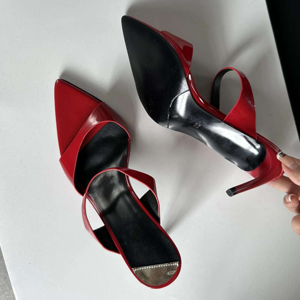 Summer Thin High Heels Women Slippers Fashion Narrow Band Pointed Toe Strippers Banquet Sandals Slides Shoes