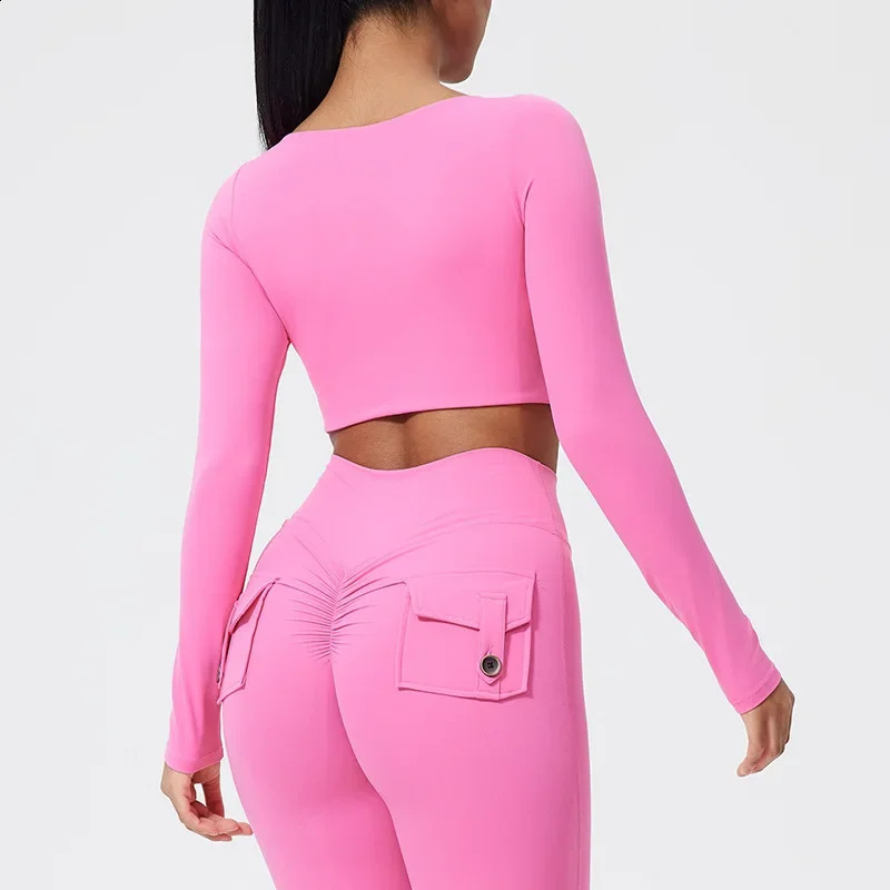 Wrinkle sports bra long sleeved beauty back detachable yoga long sleeved tight outdoor sports running fitness suit 250219