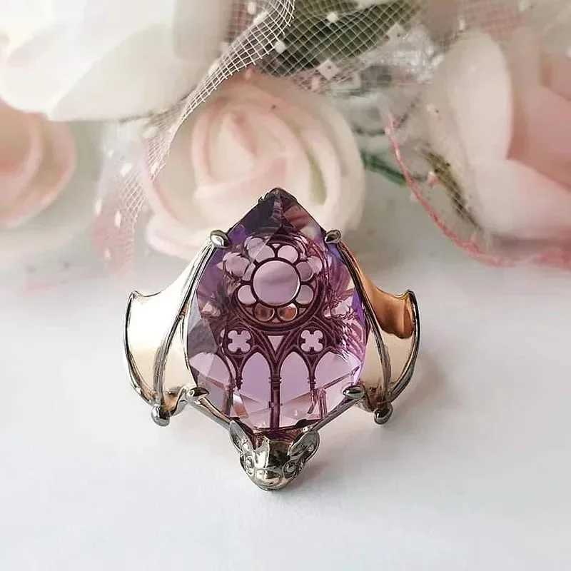 New Trendy Gothic Vintage Bat Finger Rings Inlaid Water Drop Shape Zircon Rings For Women Fashion Party JewelryXJ250219
