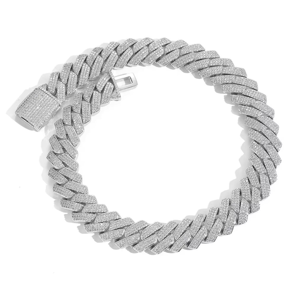 Wholesale 6MM 8MM 10mm 12mm 14mm Hip Hop Vvs Dia Necklace Bracelet Dropshipping Sier Iced Out Cuban k Moissanite Chain