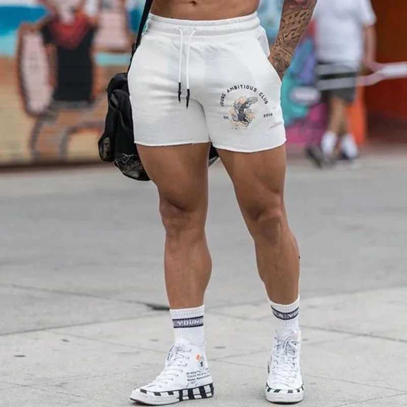 Shorts Men Summer Cotton Casual Fitness Work Pants Solid Color Drawstring White Workout Running Sweatshorts Male Short Homme W250219