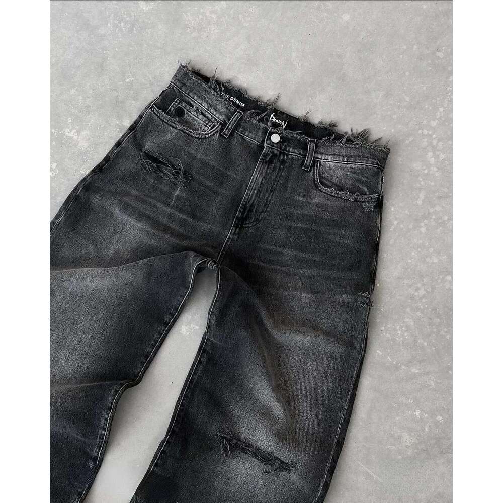 Retro Street Y2K New Washed Ripped Jeans Embroidered High Quality Men American Couple Versatile Casual Pants Trendy