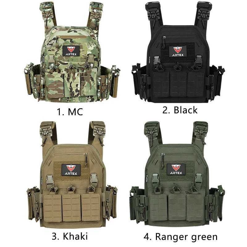 ARTEX Ranger Green Plate Carrier Tactical Vest With Quick Release Security Molle Chaleco Tactico Bandolier Laser Cut Combat VestXJ250219