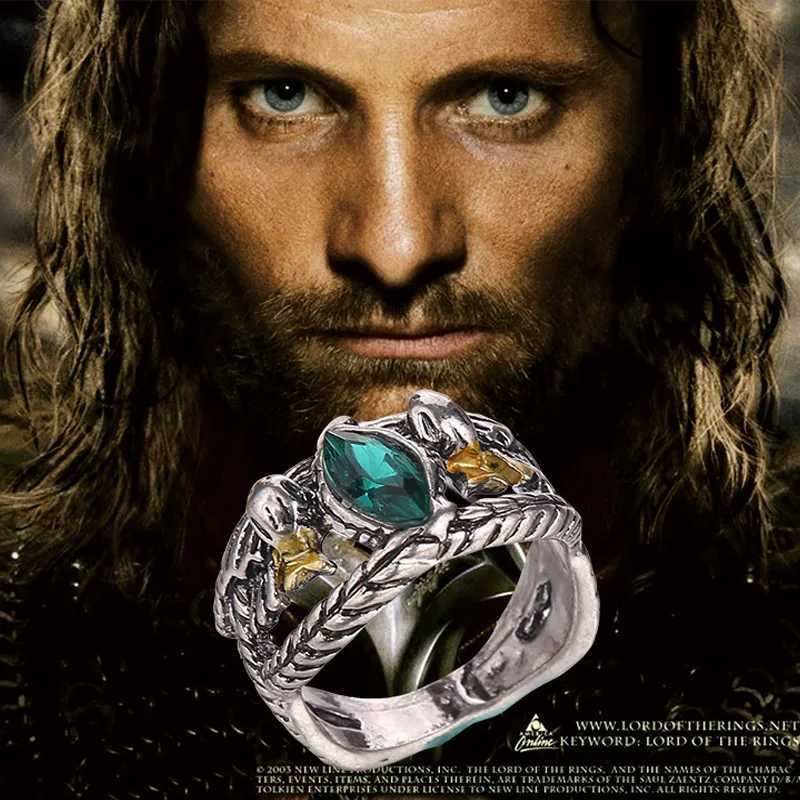 Lord Ring of Barahir Aragorn Gondor Green Crystal Rings for Women Men JewelryXJ250219