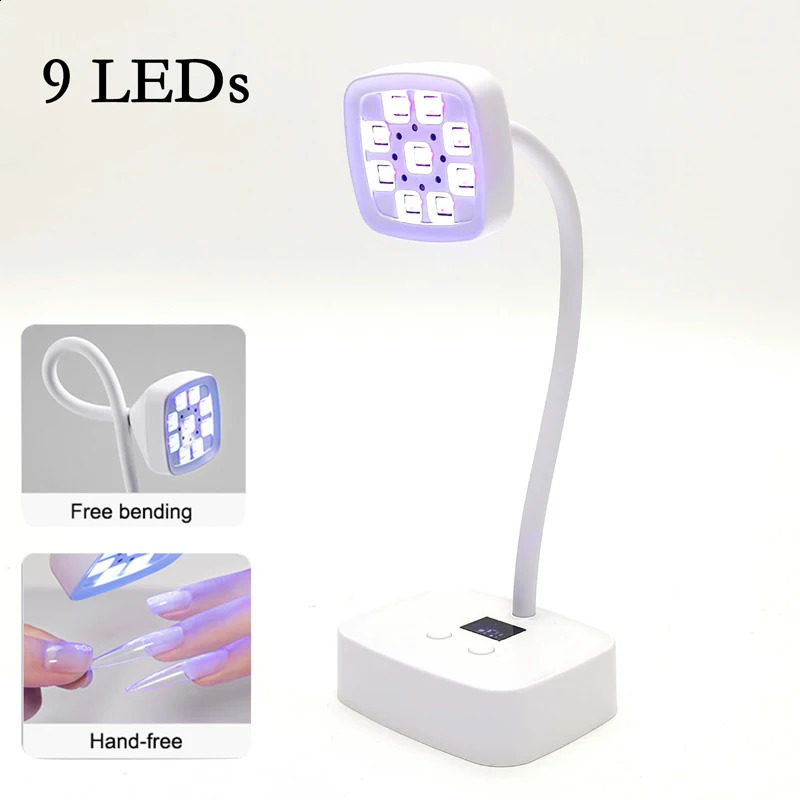 Rechargeable UV LED Nail Lamp for Gel Nails Polish 360° Bendable Professional Manicure Mini Light with Auto Sensor Fast Drying 250214