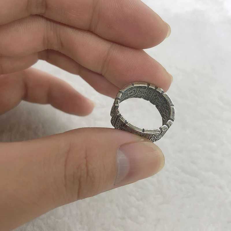 Retro Tang Grass Pattern Ring For Men Silver Color Punk Gothic Open Ring Handmade Rock Hiphop Unisex Jewelry Accessories GiftXJ250219