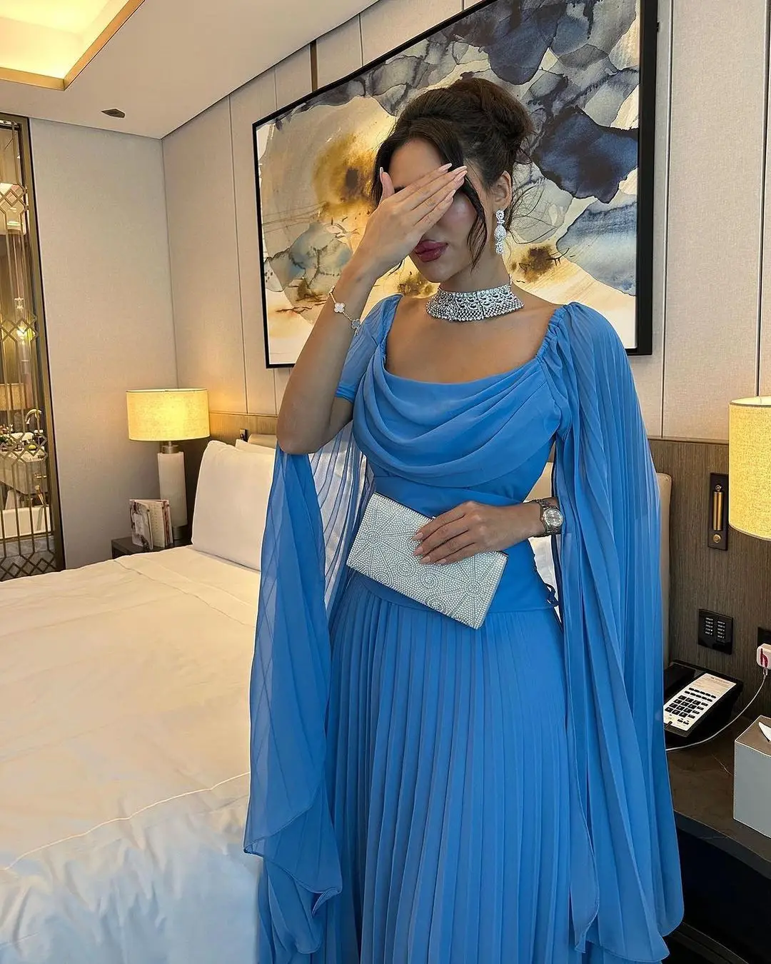 Pleats Chiffon A-Line Long Mother Of The Bride Dresses Cape Long Sleeves Simple Elegant Wedding Party Gowns For Women 2025 Elegant Wedding Guest Forma
