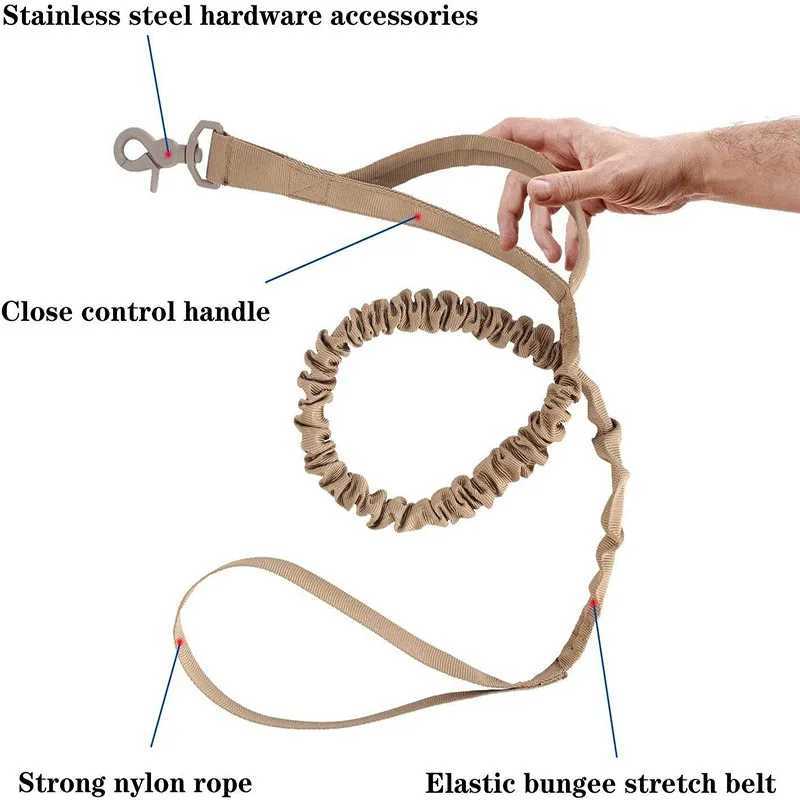 Dog Tactical Leash Outdoor Training Dog Leash 1000D Nylon Elastic LeashXJ250218