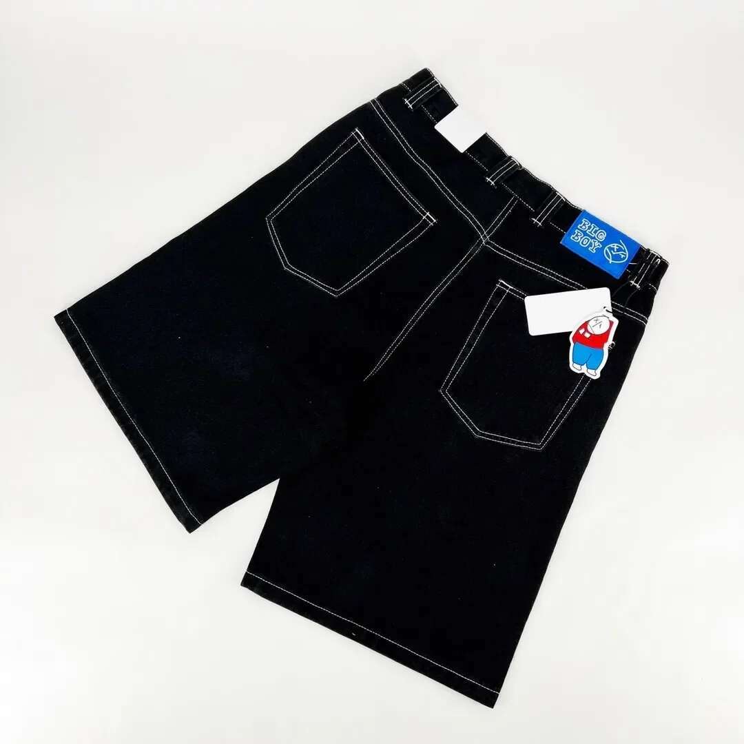 Big Boy Retro Hip-hop Cartoon Pattern Street Wear Denim Embroidery Designer Loose Denim Shorts Jorts New Haruku Gym Sports Basketball Shorts Men'