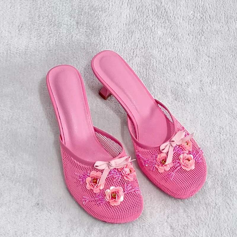 Bgbg sequin wer women slides mesh thin heel slip on sandals