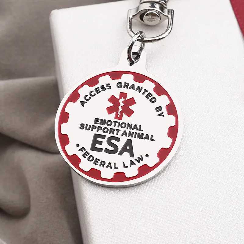 2Pcs Service Dog Tags Stainless Steel Engraved Nameplate Emotional Support Animal ESA Service Dog ID Tags Dog Collar AccessoriesXJ250218