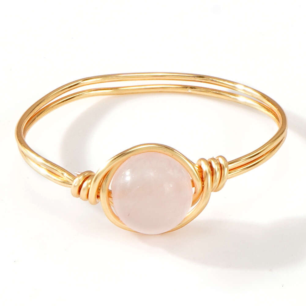 French style light luxury green agate half women's natural stone ring, high-end feel, ins style, no fading