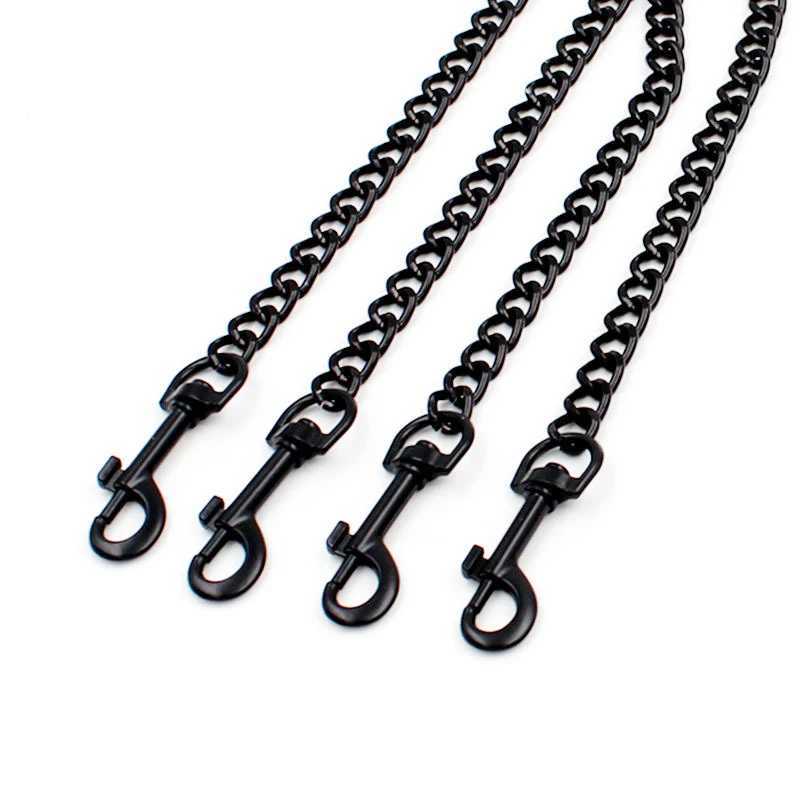 Leather Handle Chain Dog Durable Metal Chew Proof Dog Training Leash 115cm Heavy Duty Anti-bite Dog Giant Chain Leash withXJ250218