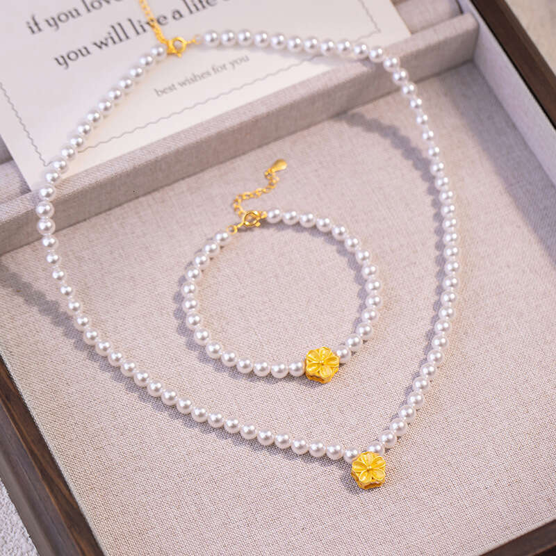 Sakura sterg sier necklace for women, niche, light , high-end, Shijia pearl collarbone chain, ins style wer pendant