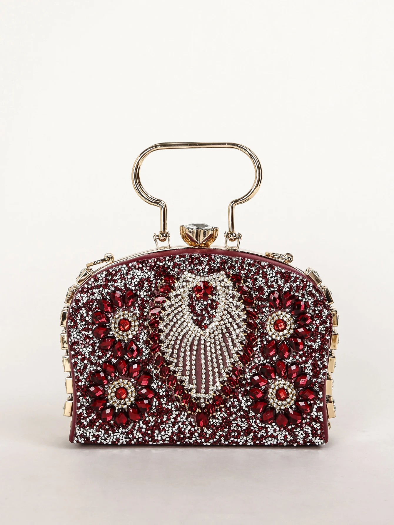 1PC Blue Glitter BlingShiny GlamorousElegantExquisite Small Rhinestone Decor Boxy Evening Bag 250218