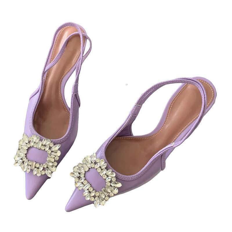 Summer New CRYSTAL Women Pumps Shoes Fashion Thin Heels Pointed Toe Elegant Sgback Sandals Tacones Mujer