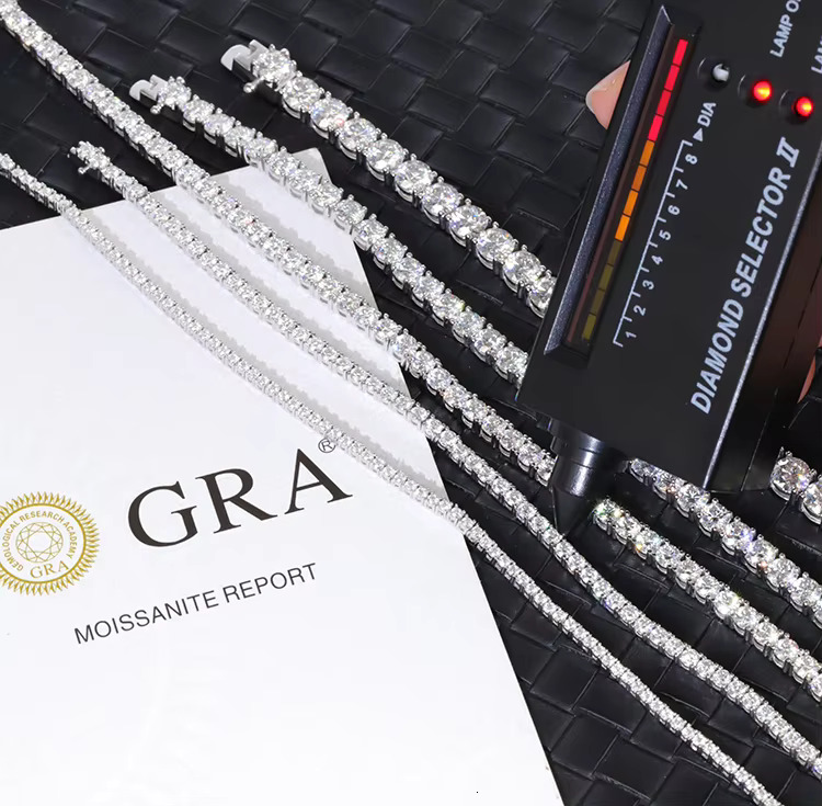Wholesale price In Stock Sterg Sier Mossanite 2mm--6.5mm VVS Dia women/mans Necklace Moissanite Tennis Chain