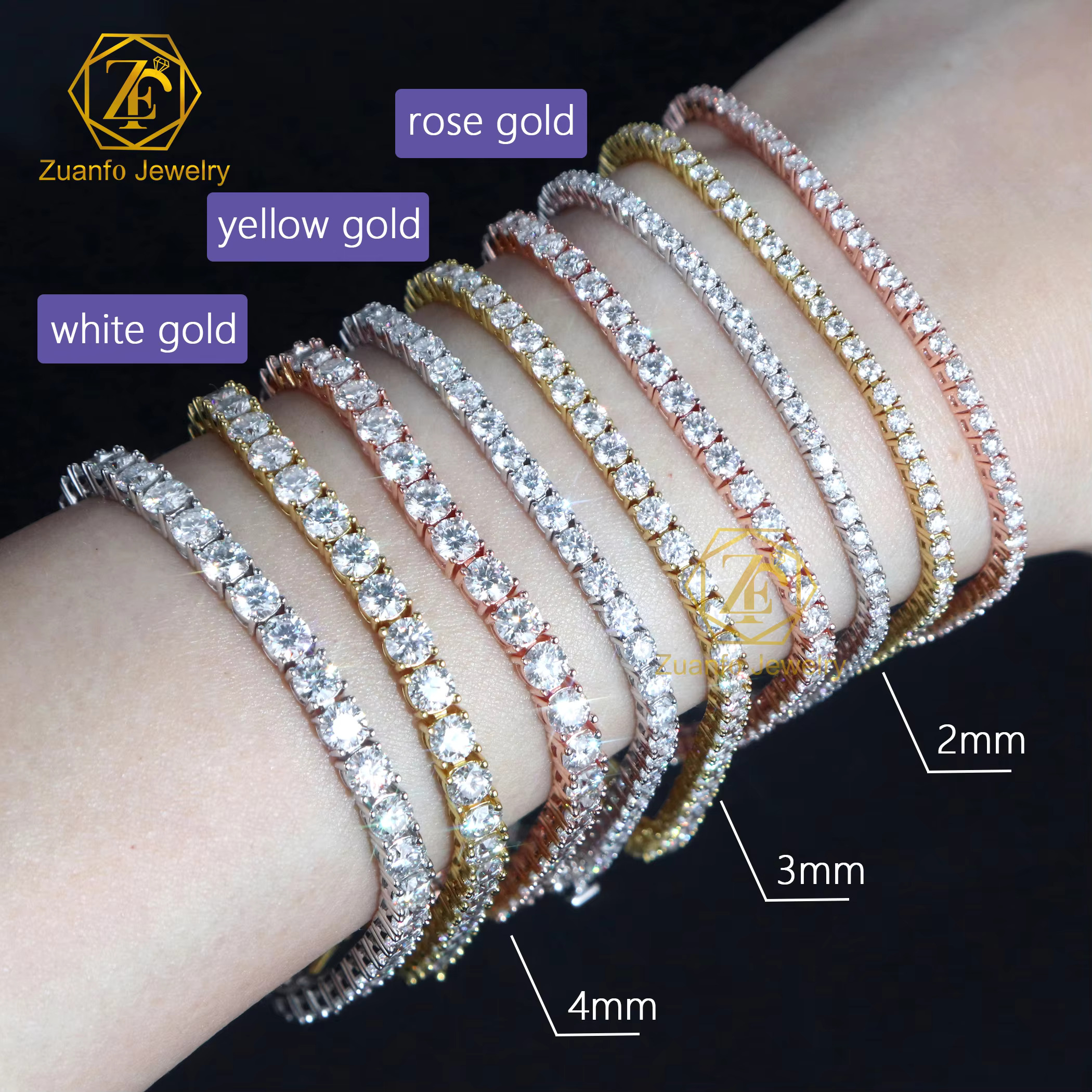 Sterg Sier VVS Moissanite Tennis Chain Pass Dia Tester 2MM 3MM 4MM 5MM GRA Certificate Hip Hop Fine Chains Necklace